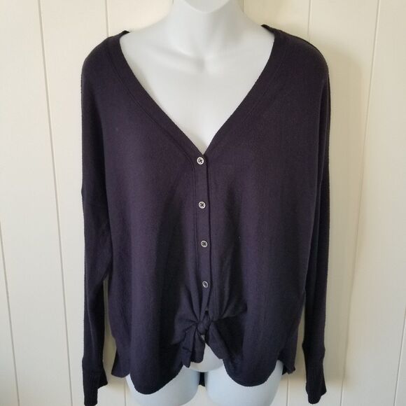 Abercrombie & Fitch Sweater Cardigan Womens Small Blue Tie Front Preppy - Picture 2 of 9